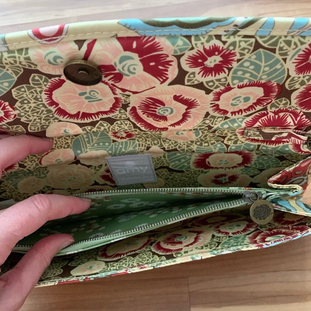 Amy Butler for Kalencom Clutch Purse w/ Chain Floral Yellow Organic Cotton - Picture 7 of 14